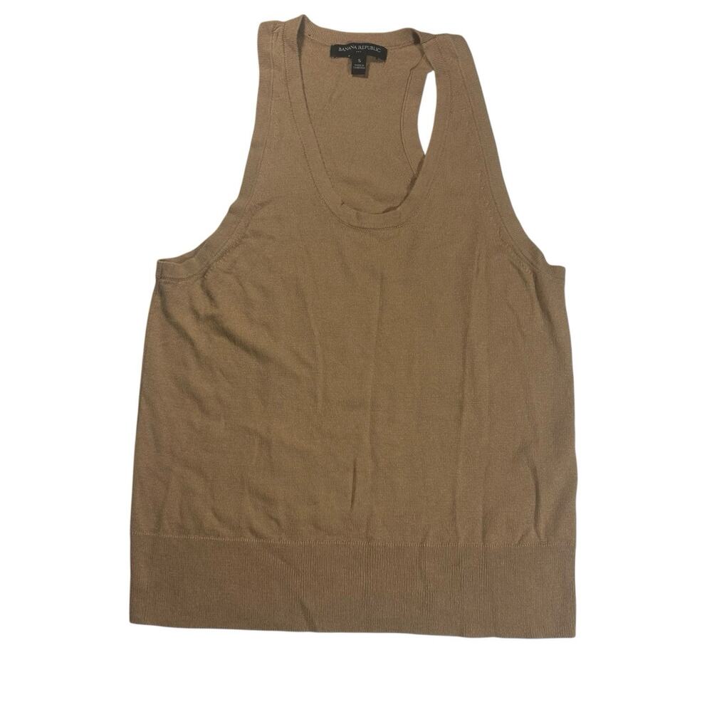 Banana Republic Women Sz S Tan Brown Tank Top Modal Cotton Blend Neutral Basic